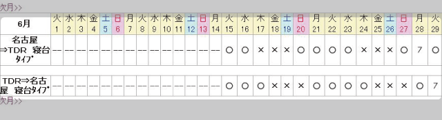 空席状況表
